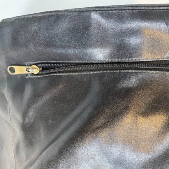 Minimalist Women's Black Faux Leather Shoulder Tote Bag Medium - Picture 4 of 8